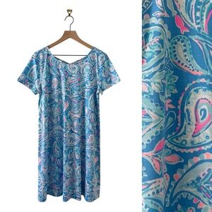 Lilly Pulitzer Kimi T-Shirt Swing Dress Zanzibar Blue Short Sleeve Sz L